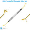Multi-function 5-in-1 dental composite filling instrument with gold finish for versatile restorative procedures